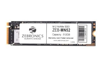 Zebronics Mn52 M.2 Nvme (2280) Ssd With 512Gb Capacity, 1900Mb/S Read, 1100Mb/S Write, Ultra Low Power, Faster Performance, Silent Operation And S.M.A.R.T. Feature