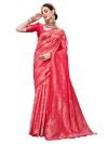 EthnicJunction Women’s Silk Blend Woven Kanjeevaram Saree With Blouse Piece (EJ7003-101-Hema-Rani_Rani)