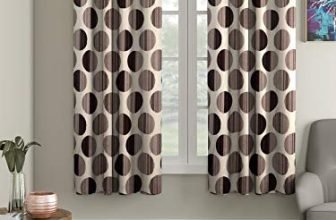 Cortina 2 Piece Polka Design Panel Eyelet Polyester Window Curtains – 5 Feet, Brown