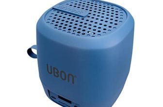Ubon Latest Tws Wireless Ultra Portable Mini Speaker Deep Bass Immersive Sound Bluetooth V5.0 & Chargeable 4Hrs Playtime, Aux | Usb | Micro Sd | 800Mah Battery | 100Hz-20Khz Frequency (Blue)