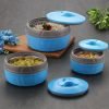 Paras Homeware Hot Chef Casserole| Bpa Free | Food Grade | Easy To Carry | Easy To Store For Rice,Curry, Roti |Blue – Set Of 3 | 600Ml, 1100Ml 1800Ml