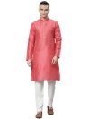 Luxrio Kurta for Men Cotton Silk Blend Self Design Embroidered Long Pink Size 36