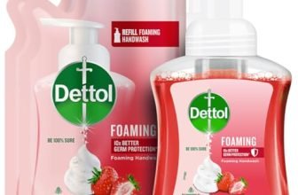 Dettol Foaming Handwash Pump + Refill Combo, Strawberry (250Ml + 200Ml) Pack Of 2 | Rich Foam | Moisturizing Hand Wash | Soft On Hands