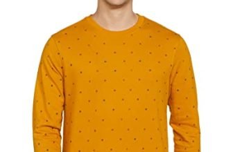 Amazon Brand – Symbol Men’s Cotton Blend round neck Sweatshirt (AW19MNSSW64_Amber Gold_L)