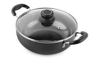 Cello Classy Hard Anodised Kadhai 3.5 Ltr With Glass Lid With Induction Base, Black