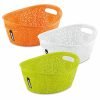 Nayasa Tri Colour Oasis Oval Basket- Set Of 3, Multi Purpose Storage Basket, Side Handles, Easy To Lift, Light Weighted, Ideal For Home, Kitchen, Bathroom, Office, Orange, White & Green
