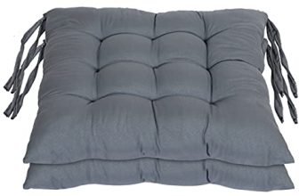 Kuber Industries Pack of 2 Chair Pad | Chair Cushion Pad | Chair Cushion | Soft & Comfortable Sitting | Microfiber Square Chair Pad with Ties | Chair Seat Cushion for Office- Home | (Grey)