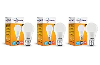 Wipro Garnet 10W Led Bulb For Home & Office |Cool Day White (6500K) | B22 Base|220 Degree Light Coverage |4Kv Surge Protection |400V High Voltage Protection |Energy Efficient | Pack Of 3
