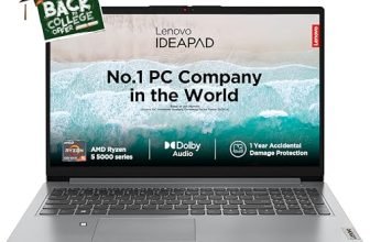 Lenovo Ideapad 1 Amd Ryzen 5 5500U 15.6″ (39.62Cm) Fhd Thin & Light Laptop (8Gb/512Gb Ssd/Windows 11/Office 2021/Hd Camera/1 Year Adp Free/Grey/1.6Kg), 82R400Bgin