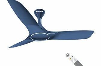 Havells 1200Mm Stealth Air Bldc Motor Ceiling Fan Most Silent & Premium,5 Stars With Rf Remote,100% Copper Upto 55% Energy Saving,Timer,Memory Backup (Pack Of 1,Indigo Blue)