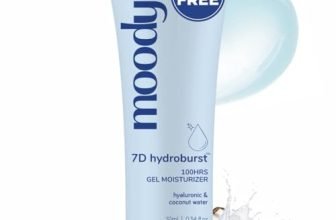 Moody 7D Hydro Burst Oil-Free Water Gel Face Moisturizer With Hyaluronic Acid, Ceramides & Peptides For 100Hr Hydration | Skin Barrier Repair Cream For All Skin Types | Men & Women, 10Ml