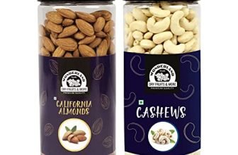 Wonderland Foods California Almonds (Np) & Cashews W320 (Mangalore Quality) | 1Kg (500G X 2) Delicious & Nutritious