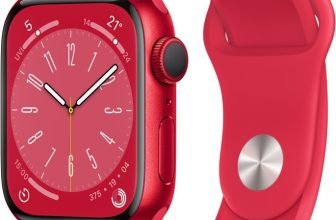 Apple Watch Series 8, 41Mm Gps Ecg App, Temperature Sensor, Ipx6, Fall/Crash Detection(Red Strap, Regular)