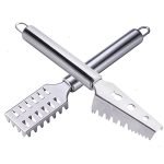 Sichumaria 2Pcs Fish Scale Remover Scraper Fish Cleaning Tools Fish Skin Remover Stainless Steel Sawtooth Fish Cleaning Brush Machine For Kitchen Fish Scaler Cutting Knife