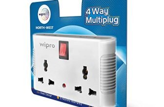 Wipro 4 Way Multiplug Adaptor With 2 Universal Sockets |Inbuilt Surge Protection & Power Supply Indicator | Compact & Light Weight | 6Amp Multiplug Socket For Home, Office | Pack Of 1 (White)