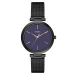 Timex Women Stainless Steel Analog Purple Dial Watch-Twel118Smu05, Band Color-Black