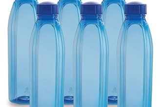 Cello Crystal Pet Bottle | Leak Proof And Break Proof | Perfect For Staying Hydrated At The School,College, Work, Gym And Outdoor Adventures Water Bottle | 1000Ml X 6 | Blue