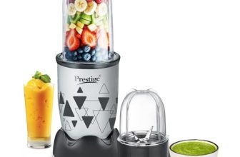 Prestige Iris Nutri-Mix 350W Mixer Grinder With 2 Multipurpose Jars|Compact Design|Dual Safety Inter-Lock System|Extra Lids For Storage|Back & Grey