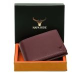 NAPA HIDE Maroon Leather Wallet for Men I Handcrafted I 4 Credit/Debit Card Slots I 2 Currency Compartments I 1 Transparent ID Window