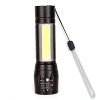 Care 4 High Quality LED Flashlight With COB Light Mini Waterproof Portable LED XPE COB Flashlight USB Rechargeable 3 Modes Pen Clip Light Flashlight With Hanging Rope Small Size Black Colored