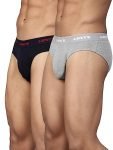 Levi’s Men’s Cotton Style #009 Neo Regular Fit Solid Brief (Pack of 2) (#009-BRIEF-LT GMEL/Navy-P2_Lt. Grey Melange, L)