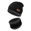 Fitness Mantra® Winter Woolen Beanie Cap & Muffler for Men & Women| Beanie Cap| Woolen Topaa| Winter Cap| Head & Neck Warmer| Black Color| 1 Set|