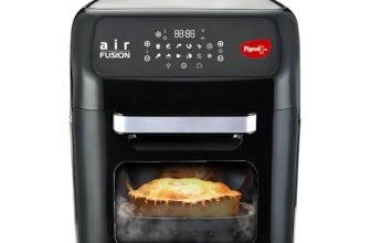 Pigeon By Stovekraft Air Fryer Oven 12L | 1800W | 2-In-1 Appliance – Airfryerotg | Digital Touchscreen | 9 Preset Menu | Air Fry, Bake, Broil, Toast, Defrost (Black) | With Rotisserie | 7 Accessories