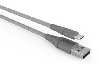 Lenovo Micro Usb Tangle-Free Aramid Fiber Braided 1M Cable With 4A Charging & 480 Mbps Data Transmission, Certified 10000+ Bend Lifespan, Metallic Grey