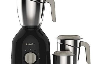 Philips Hl7756/01 750 Watt Mixer Grinder, 3 Stainless Steel Multipurpose Jars With 3 Speed Control And Pulse Function (Black)