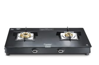 Prestige Royale Quadra 2 Burner Glasstop Glass Stove|Superior Toughened Glass With 5-Year Warranty | 3-Way Nozzle Design|Tri- Pin Jumbo Burner |Uniquely Designed Pan Support |Elegantly Designed Knobs