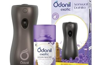 Dabur Odonil Exotic Automatic Spray – 225Ml | Machine + 1 Refill | Sensual Dahlia | 2X Long Lasting | 2200 Sprays Guaranteed | Lasts Upto 60 Days