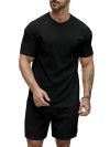 SMOWKLY Men’s Pyjama Set || T-Shirt and Shorts Set for Men || Night Wear for Men || Night Suit for Men (1162_MTnS_BK_L) Black