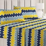 Homekart 100% Microfiber Bedsheet For Double Bed With 2 Pillow Covers Breathable | Wrinklefree And Soft Touch 144 Tc Pattren Zigzag Yellow And Grey
