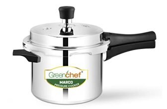 Greenchef Marco Aluminium Pressure Cooker Outer Lid 5 Litres Capacity, Isi Certified, Silver Colour