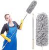 FUUNSOO Microfiber Duster for Cleaning with Extension Pole(Stainless Steel), Extra Long 100 inches, with Bendable Head, Extendable Duster for Cleaning High Ceiling Fan, Cars
