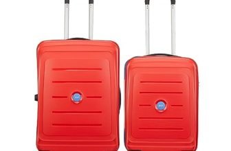 Vip Corsa Ultra Strong Polypropylene Hardsided Luggage Spinner Dual Wheels With Ergonomic Grip Handle Set Of 2 (55Cm+66Cm) Red