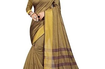 Hithrow Women Soft Cotton Silk Banarasi Saree For Women Under 300 2022 Beautiful Saree Free Size With Blouse Piece(Monika Pallu Mustred)