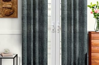 Cortina 2 Piece Solid Design Panel Eyelet Velvet Door Curtains – 7 Feet, Grey