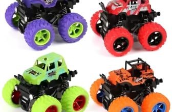 Graphene Monster Trucks (Pack Of 4), Friction Powered Monster Car Toys For Boys 3-7 Years Old, Durable High-Density Alloy And Non-Toxic Plastic, Non-Slip Tires For Educational Play(Pack Of 4)