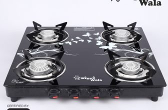 Sigri-wala Surya ISI Certified Toughened Door Step WarrantyTornado Stainless Steel, Glass Manual Gas Stove(4 Burners)