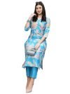 ANNI DESIGNER Women’s Cotton Blend Straight Printed Kurta with Pant (Jonaki Blue_L_Blue_Large)