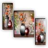 SAF paintings Set of 3 Flower Pot UV Textured Paintings for living room with frame Painting 12 Inch X 18 Inch SAF-JM9131