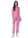 Miss Chase Women’S Pink Printed Cotton Relaxed Fit Collared 3/4Th Sleeve Regular Length Night Suit Set (Mcss21Nw06-23-122-04_Cotton_M)