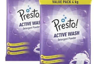 Amazon Brand – Presto! Active Wash Detergent Powder Twin Pack (4 Kg + 4 Kg) |Tough On Stains | Gentle On Fabrics | Colour-Safe | Refreshing Fragrance | Machine And Hand Wash