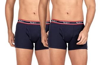 Pepe Jeans Innerwear Men’S Cotton Trunks (Pack Of 2) (Clt02-02_True Blue_True Blue_70-75_True Blue_75 Cm)