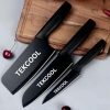 Tekcool Stainless Steel 3 Pieces Professional Kitchen Knife Set, Meat Knife, Chef’S Knife With Non-Slip Handle Sharp Manual Sharpening For Home Kitchen And Restaurant (2) – Black
