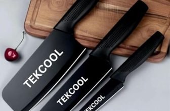 Tekcool Stainless Steel 3 Pieces Professional Kitchen Knife Set, Meat Knife, Chef’S Knife With Non-Slip Handle Sharp Manual Sharpening For Home Kitchen And Restaurant (2) – Black
