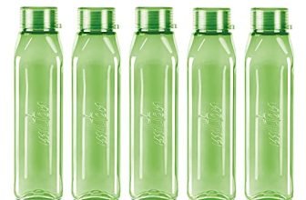 Milton Prime 1000 Pet Water Bottle, Set Of 5, 1 Litre Each, Green, Reusable Plastic Fridge Bottle Set, Bpa Free And Leak Proof Waterbottles For School, Travel, Work