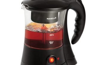 Havells Crystal Tea-Coffee Maker Glass with Filter Basket | Indicator Light | Transparent Glass Carafe 600 W