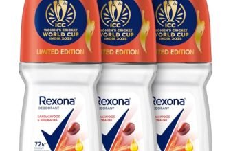 Rexona Sandalwood & Jojoba Oil Antiperspirant Roll-On | for Women | 72H Odour Protection | Limited Edition Pack – ICC Women’s Cricket World Cup India 2025 |50 ML (Pack of 3)